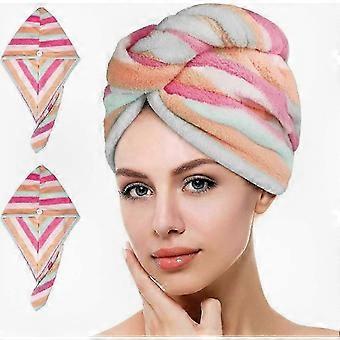 Asciugamano per capelli ad asciugatura rapida in microfibra Turbante Wrap 2 Confezione per donne, ragazze e bambini Adatto per la cura dei capelli