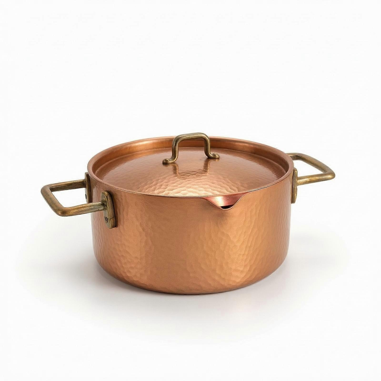 Copper Pot with Lid Solid Cookware Compact for Small Kitchens, Singles