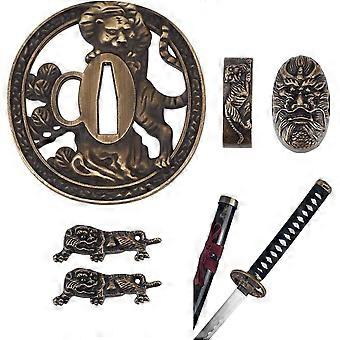 Samurai Sword Tsuba Set Samurai Sword Handguard Japanese Swords Accessories for Restoration Projects Cosplay Props