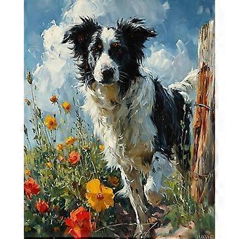 Border Collie Jumping Over a Fence Jigsaw Puzzle  Vibrant ASL103