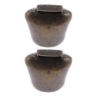Golden Metal Cattle Bells for Farm Grazing 2Pcs Iron Pet Collar Accessories