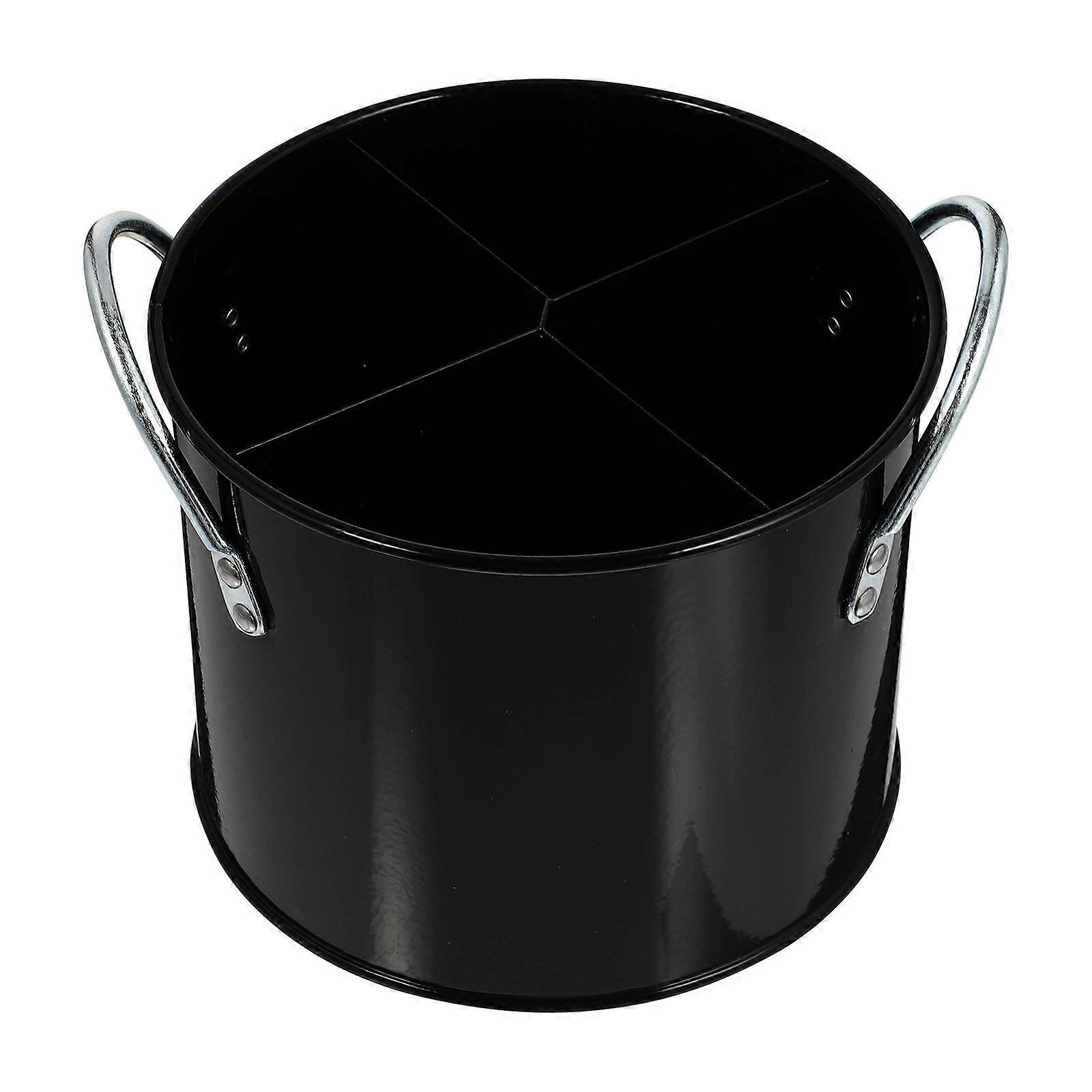Tableware Cylinder Storage Bin for Kitchen Use 2Pcs Black Buckets