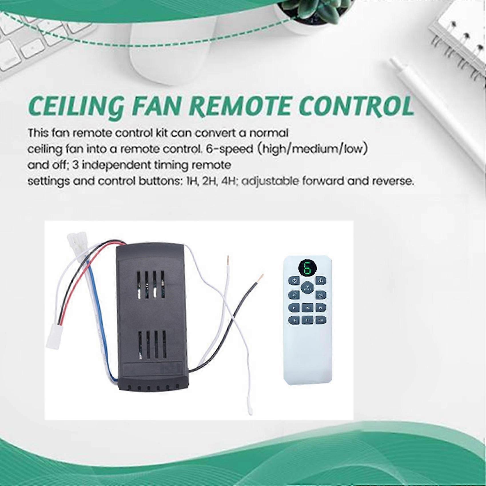 2X Ceiling Fan Remote Control Kit 40W 6-Speed Timing Function Replacement Remote for DC Ceiling Fans & Lights