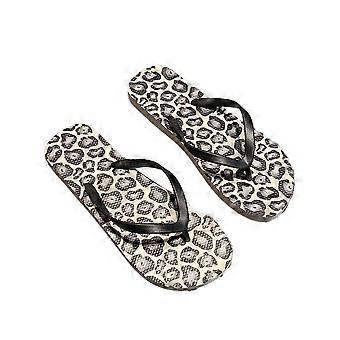 Flip Flops Leopard Print Slip Resistant Lightweight Rubber Foam Sole Comfortable Straps