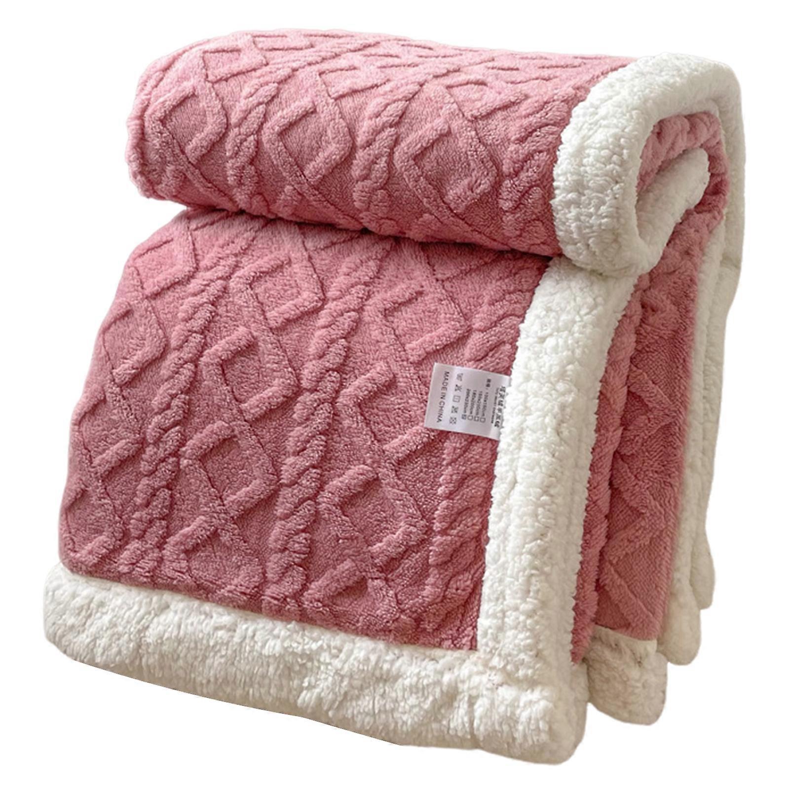 Winter Thickened Blanket Double-sided Fluff Plush Double-layer Jacquard Solid