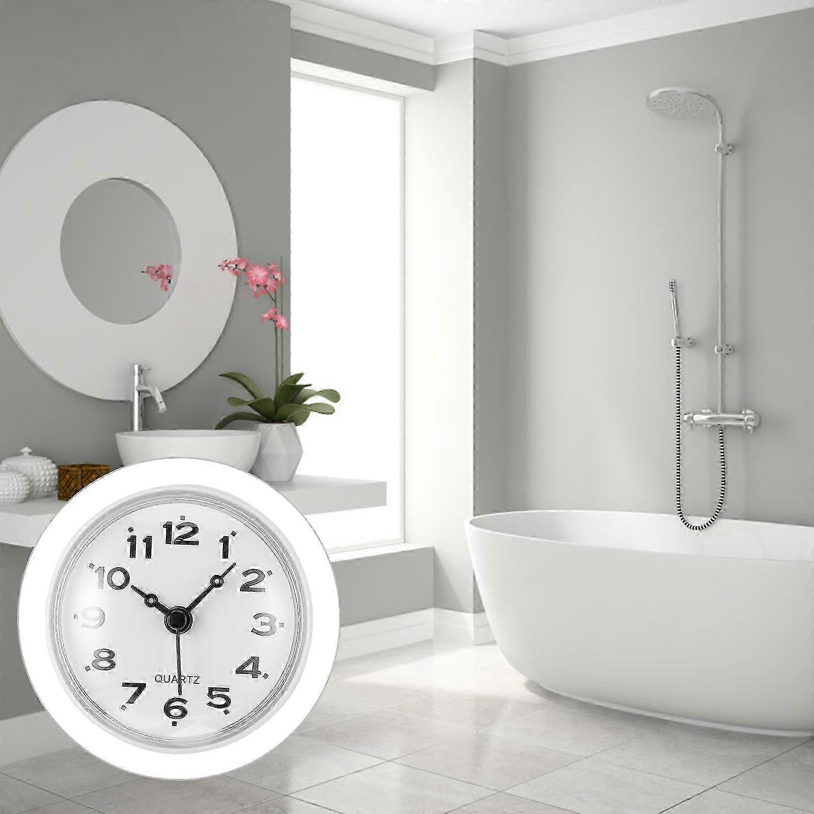 1Pc Waterproof Wall Clock Bathroom Mute Wall Clock Suction Cup Hanging Clock
