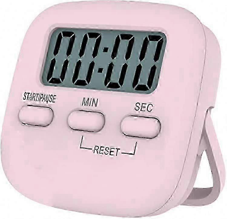 Kitchen, Study, Exercise & Cooking Digital Countdown Timer, Magnetic with Large LCD Screen, Back Stand, Hanging Hole, Pink