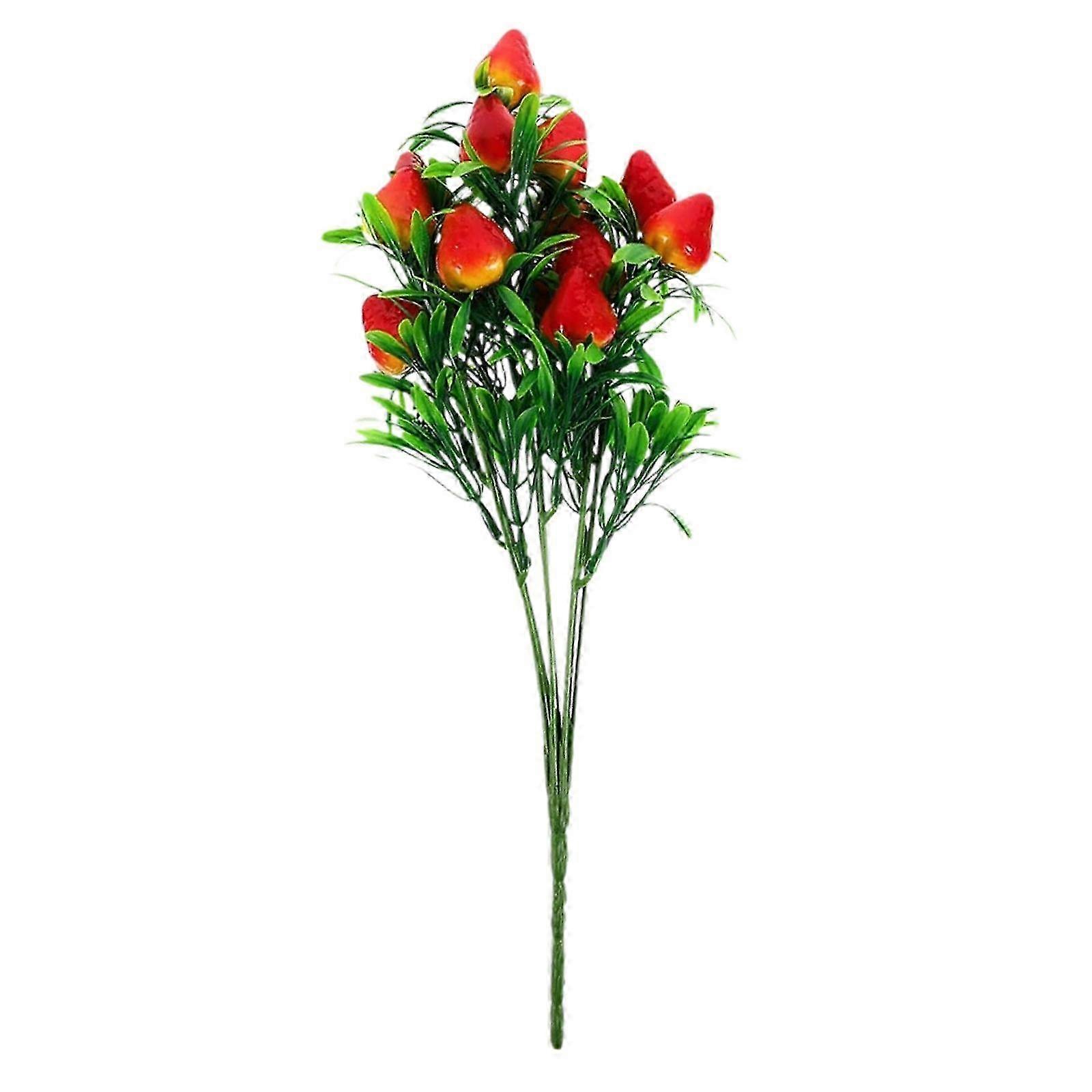 Realistic PVC Strawberry Stems Decor