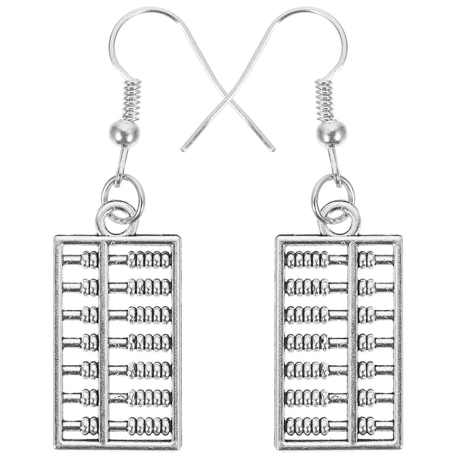 Abacus Earrings Alloy Dangle Drop Earrings for Decor 1Pair Silver