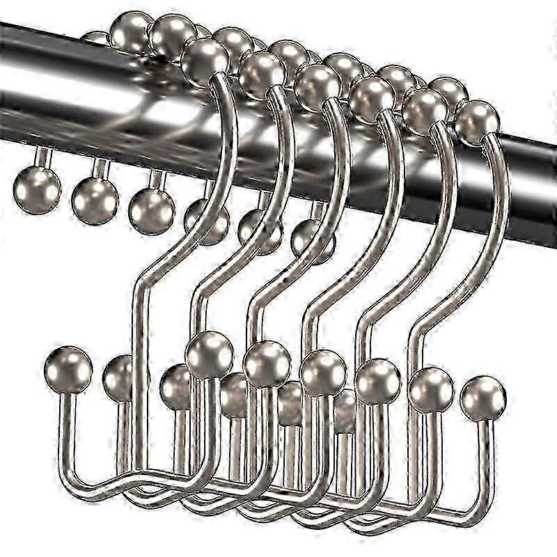 Sturdy Double Shower Hooks with Roller Balls
