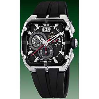 Jaguar cab. crony's ACE. cor. ESF. Black. Swiss Quartz analoge man horloge met J637/C rubber armband
