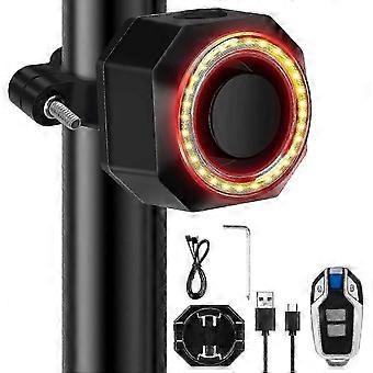 Auniq Bike Alarm With Tail Light, Usb Rechargeable Anti-theft Bicycle Alarm With Remote,110db Wireless Vibration Motion Sensor Motorcycle Alarm