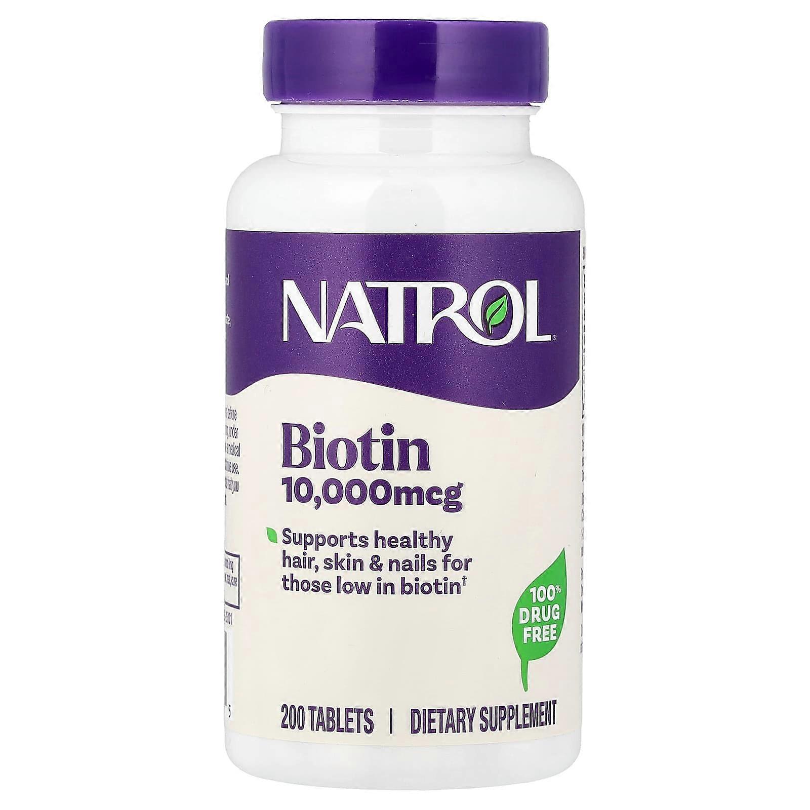 Natrol, Biotin, Maximum Strength, 10,000 mcg, 200 Tablets