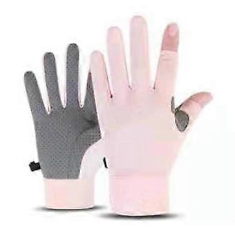 Fingerless Cycling Gloves Ice Silk Breathable Summer M Pink 65g for Men Women Outdoor