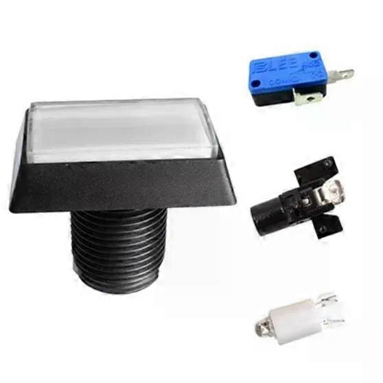 Arcade Game Replacement Accessories Rectangular DC 12V Illuminated LED Push Button With Micro-switch Green/Red/Yellow/Blue/White