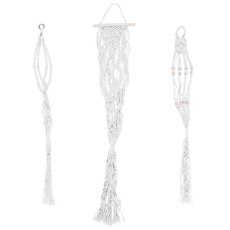 7X2.5x110cm Beige Pot & Planter Liners 3pcs Cotton Rope Flowerpot Net Creative Hanging Planter Baske