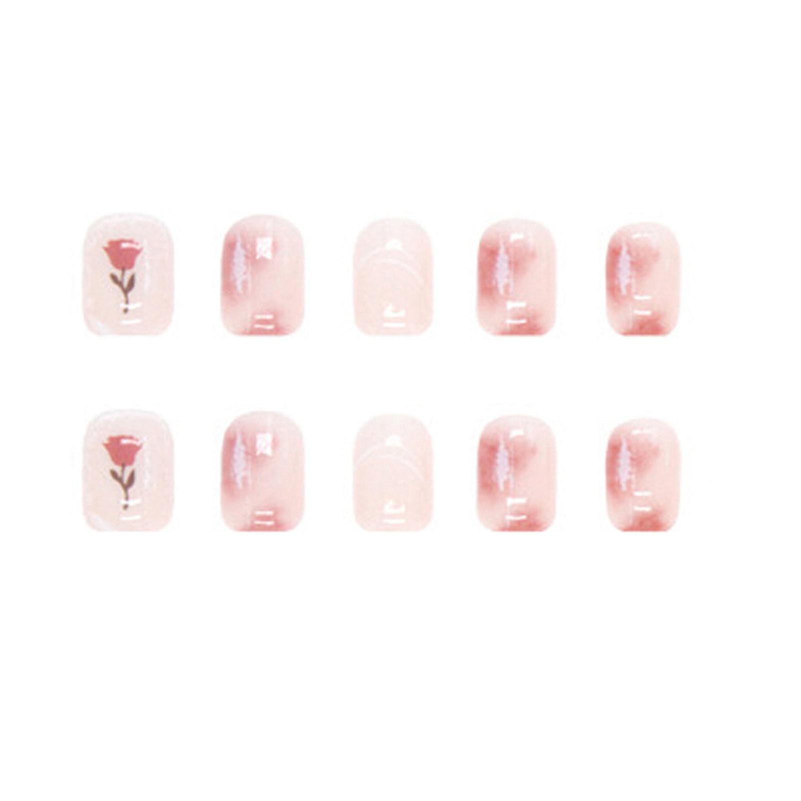 24pcs Rose Design Fake Nail Patch Cute Full Cover False Nails