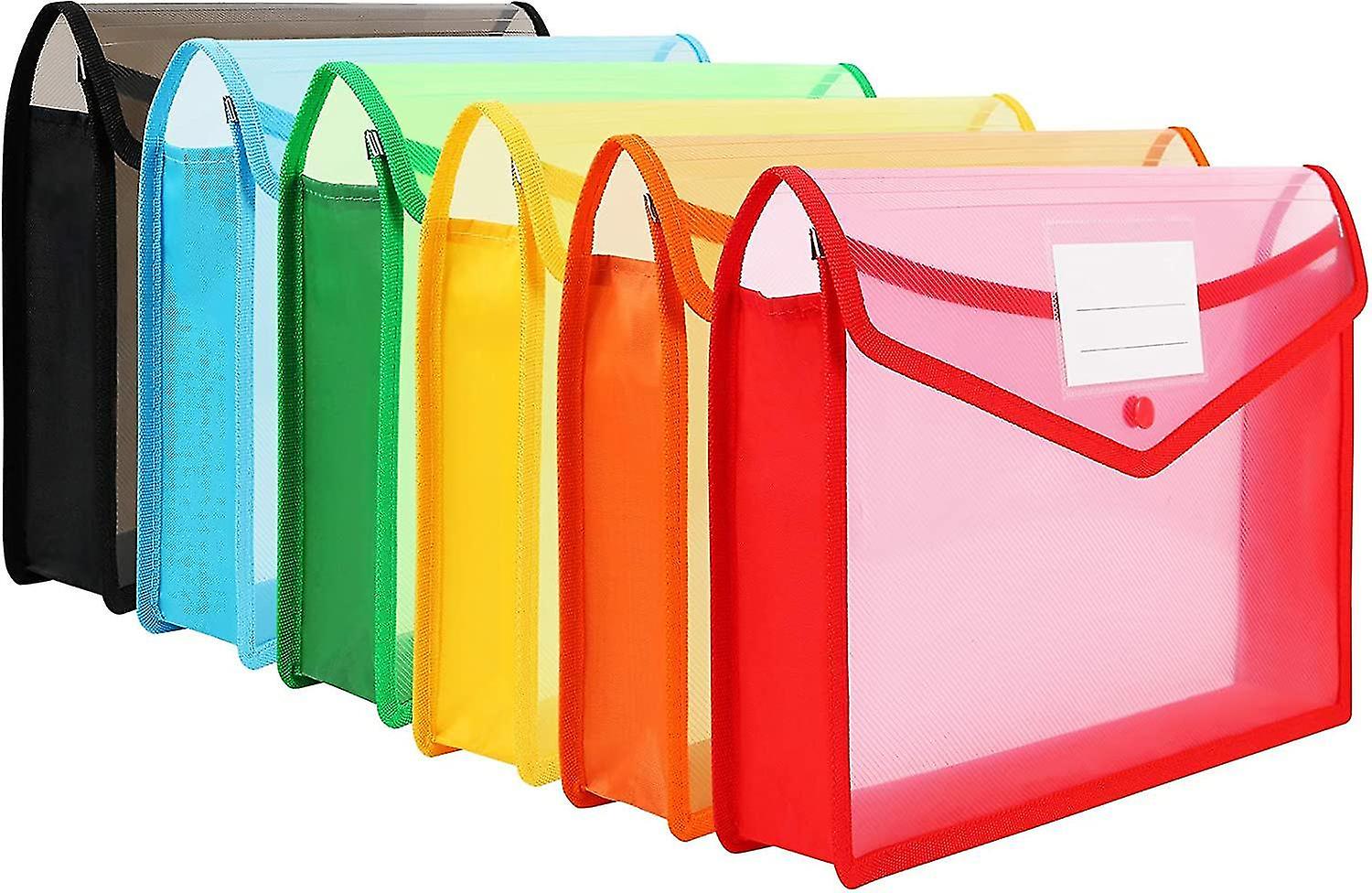 Plastic File Folder, 6pcs High Quality Waterproof Clear Envelope Polypropylene Snap Button Folder Ex