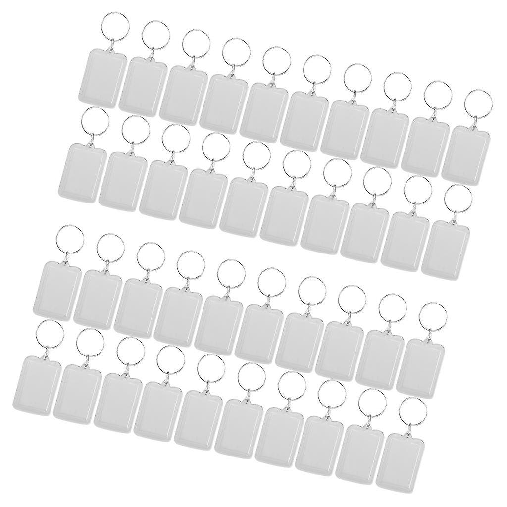 40pcs Rectangle Blank Insert Photo Picture Frame Split Ring Keychain 3.3x5cm