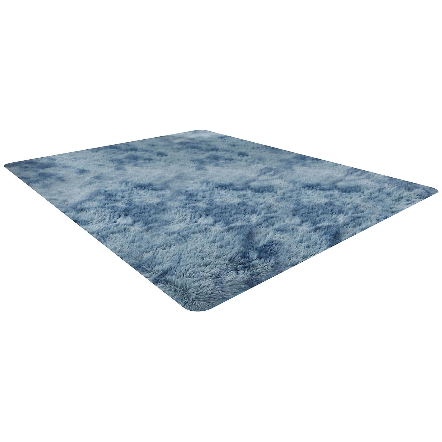 Peacock Blue Gradient Plush Rug 140*200cm Modern Elegant Floor Mat