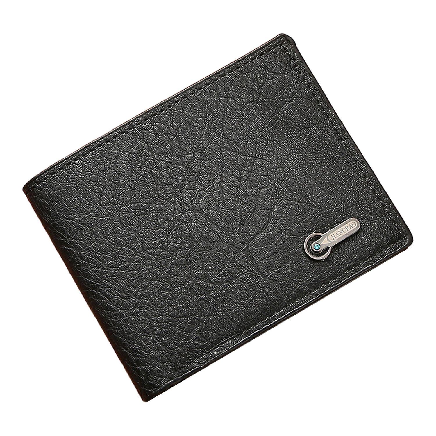 Men Wallet Faux Leather Solid Color Vintage Large Capacity Multi Pockets Portable Foldable Coin