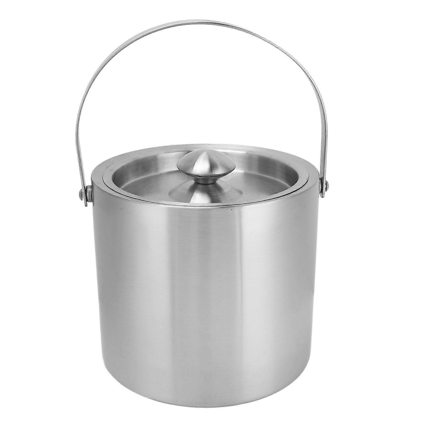 3L Double Walled Stainless Steel Insulated Ice Bucket with Lid for Beer and Champagne
