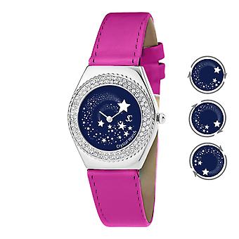 Relógio Feminino So Charm MF316-STAR-FUSHIA - Pulseira de Couro Rosa