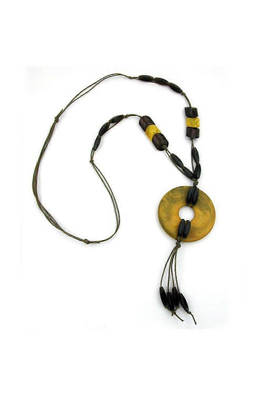 Necklace Disk Olive Marbled 90cm - Gl02641