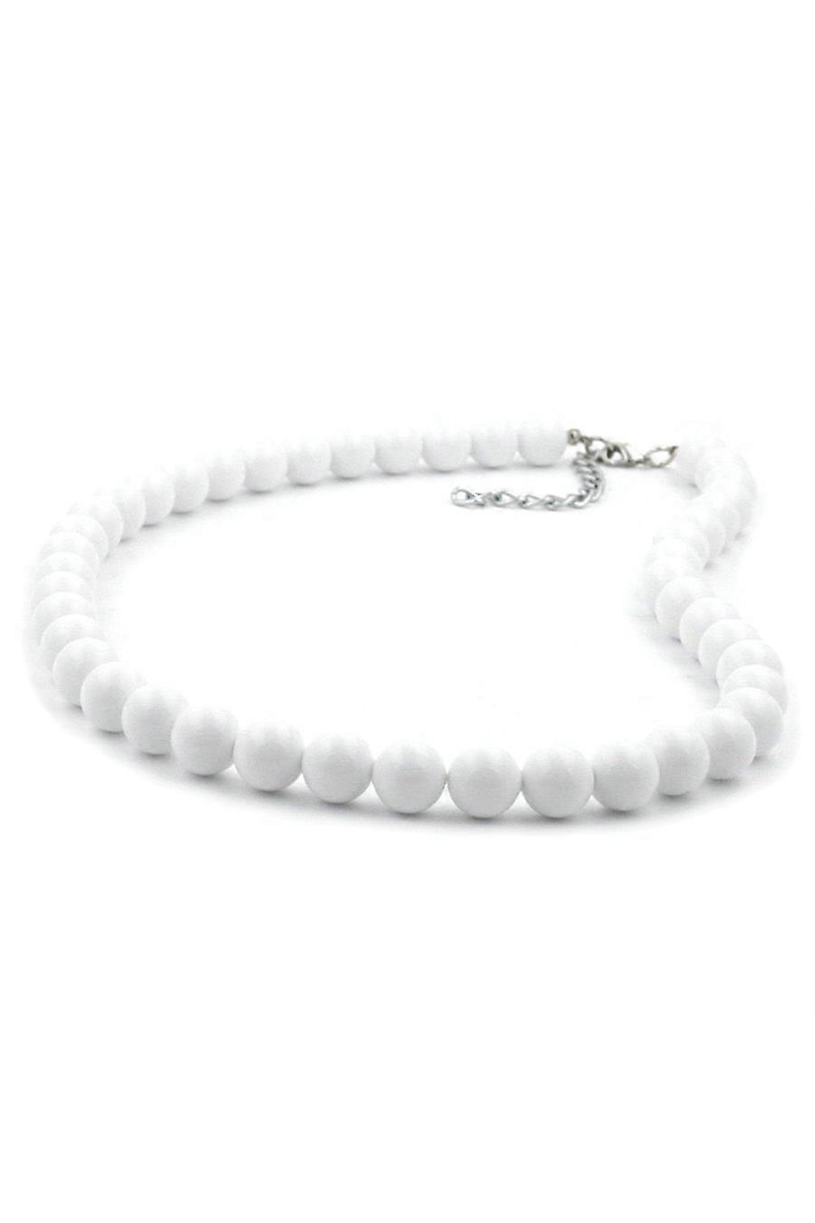 Necklace White Beads 10mm Glossy 45cm - Gl00040
