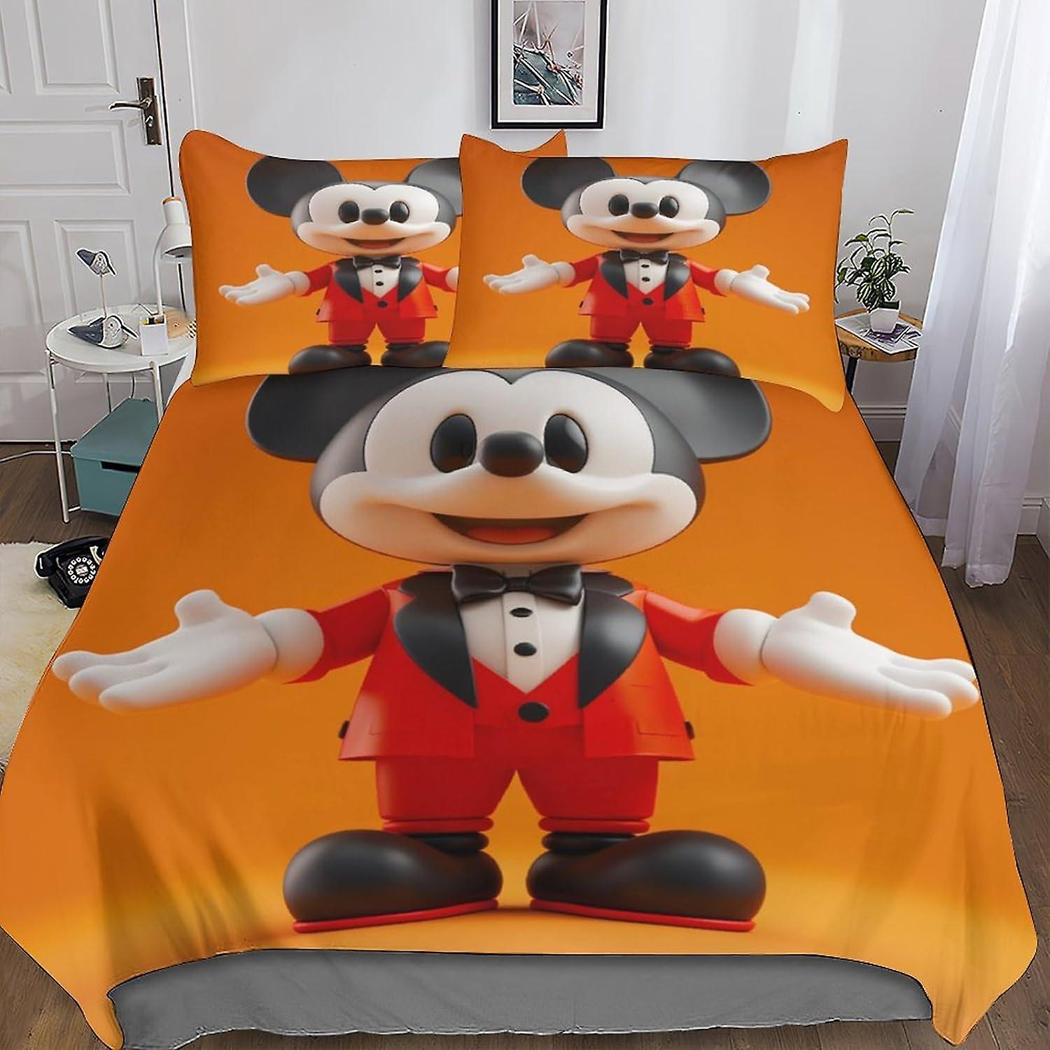 DSJackson Mickey Mouse Comforter Cover Set with Hidden Zipper Closure - Luxurious Microfiber Cartoon Bedding, 3-Piece Set with Striking 3D Print And P