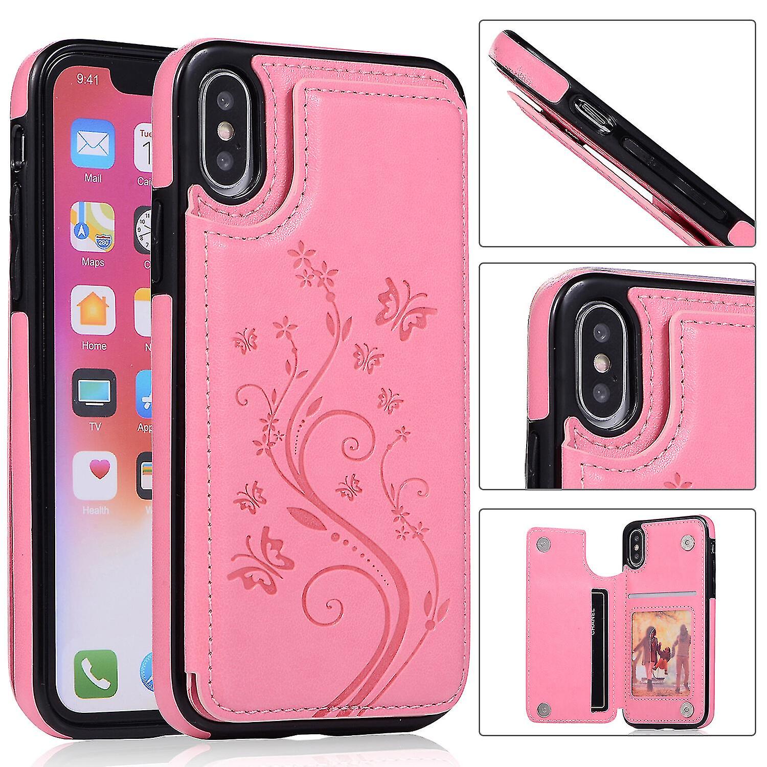  Case Iphone Xs Max  With Card Holder Pu Leather Butterfly Pattern