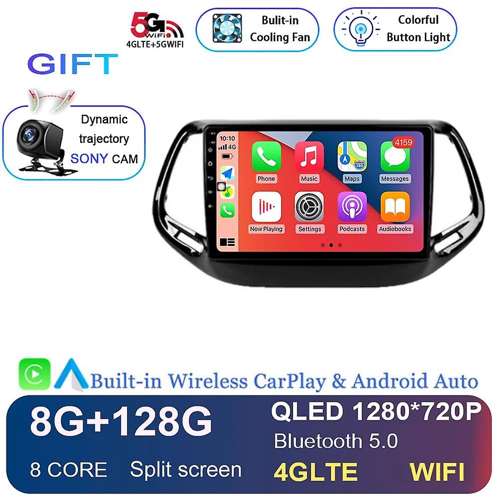 10'' inch Android 13 pentru Jeep Compass 2017 2018 2019 Car Radio Rds Ips DSP 128G Multimedia Player Navigation GPS Stereo Carplay