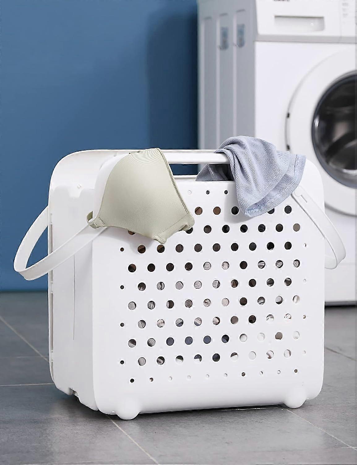 Collapsible Platstic Laundry Baskets -  50L Foldable Laundry Hampler with Soft handle