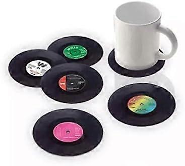 6pcs Creative Vinyl Record Cup Drinks Coaster Holder Mat Placemat