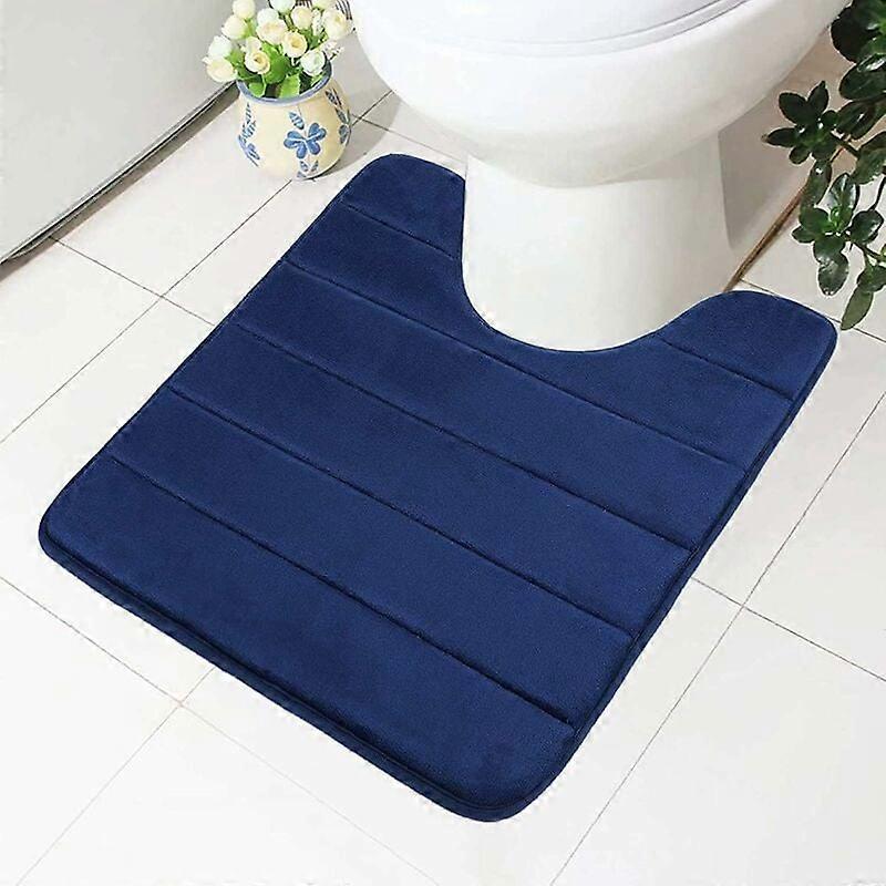 Memory Foam Bath Mat, Non-Slip Backing, Soft, Water Absorbent, for Toilet and Bathroom, Memory Foam, Navy Blue, 50 x 60 cm
