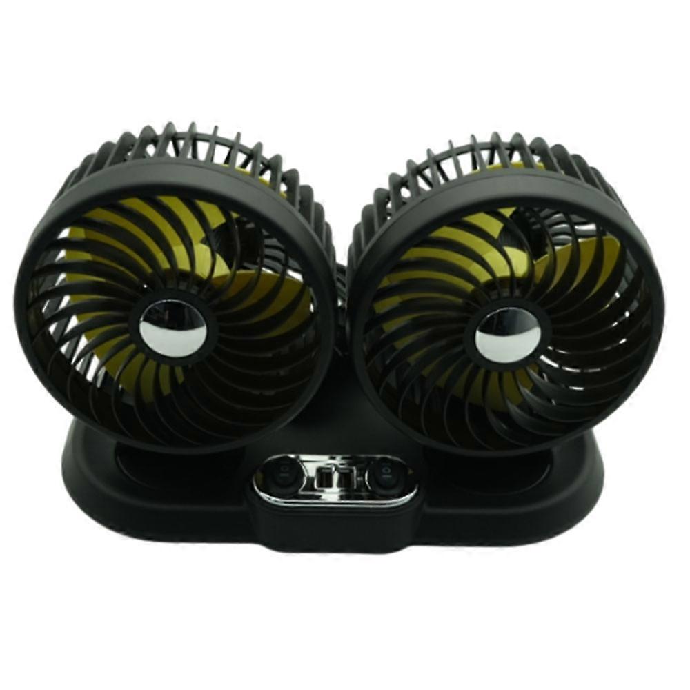 LBQ 12/24V Car Dual Head Dashboard Air Fan 2 Speeds Adjustable Auto Cooler Fan Car Accessories Wind Regulation Car Cooling Fan