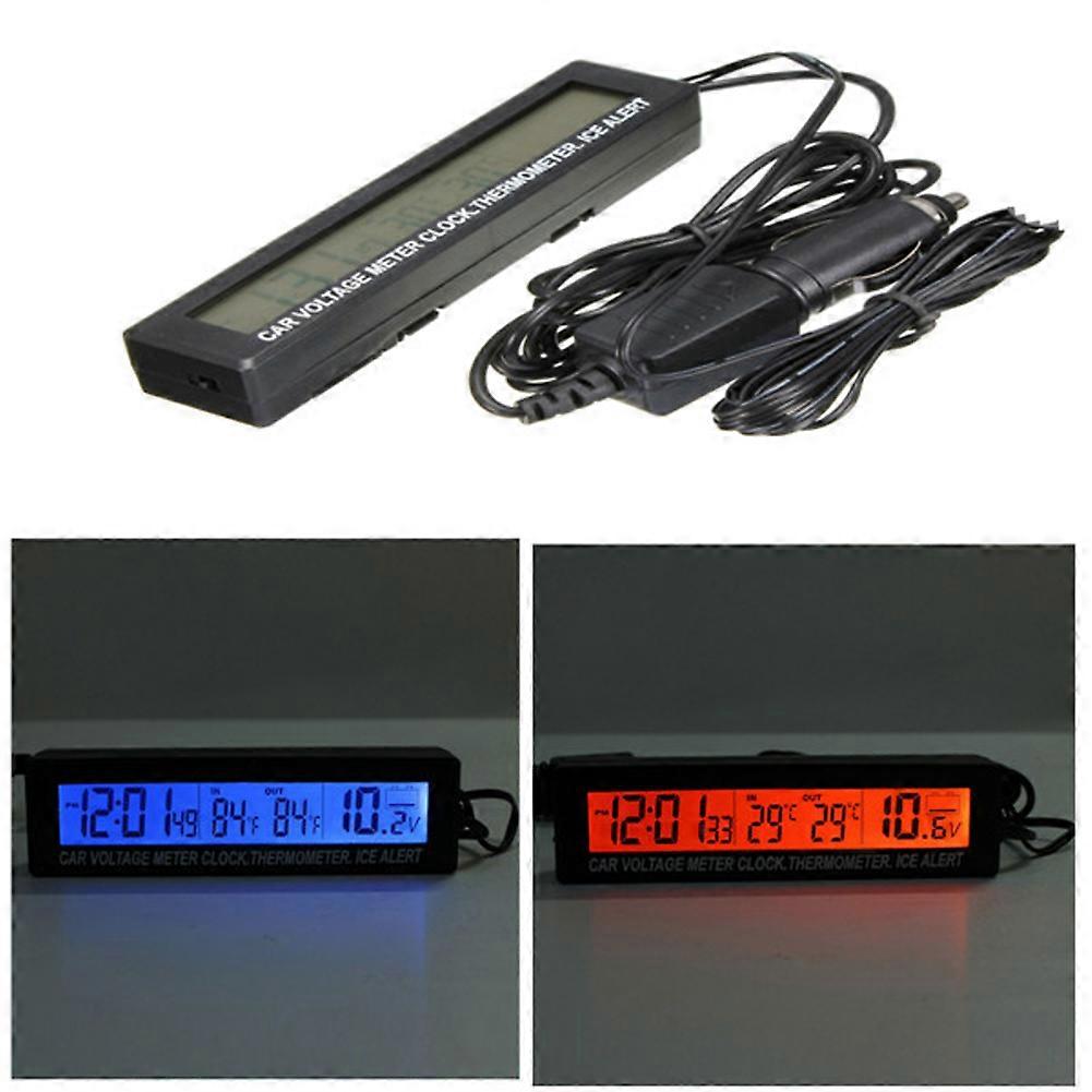 Car Digital Clock Inside Outside Temperature Display Electronic Clock Thermometer Voltmeter Auto Led Backlight Digital Display