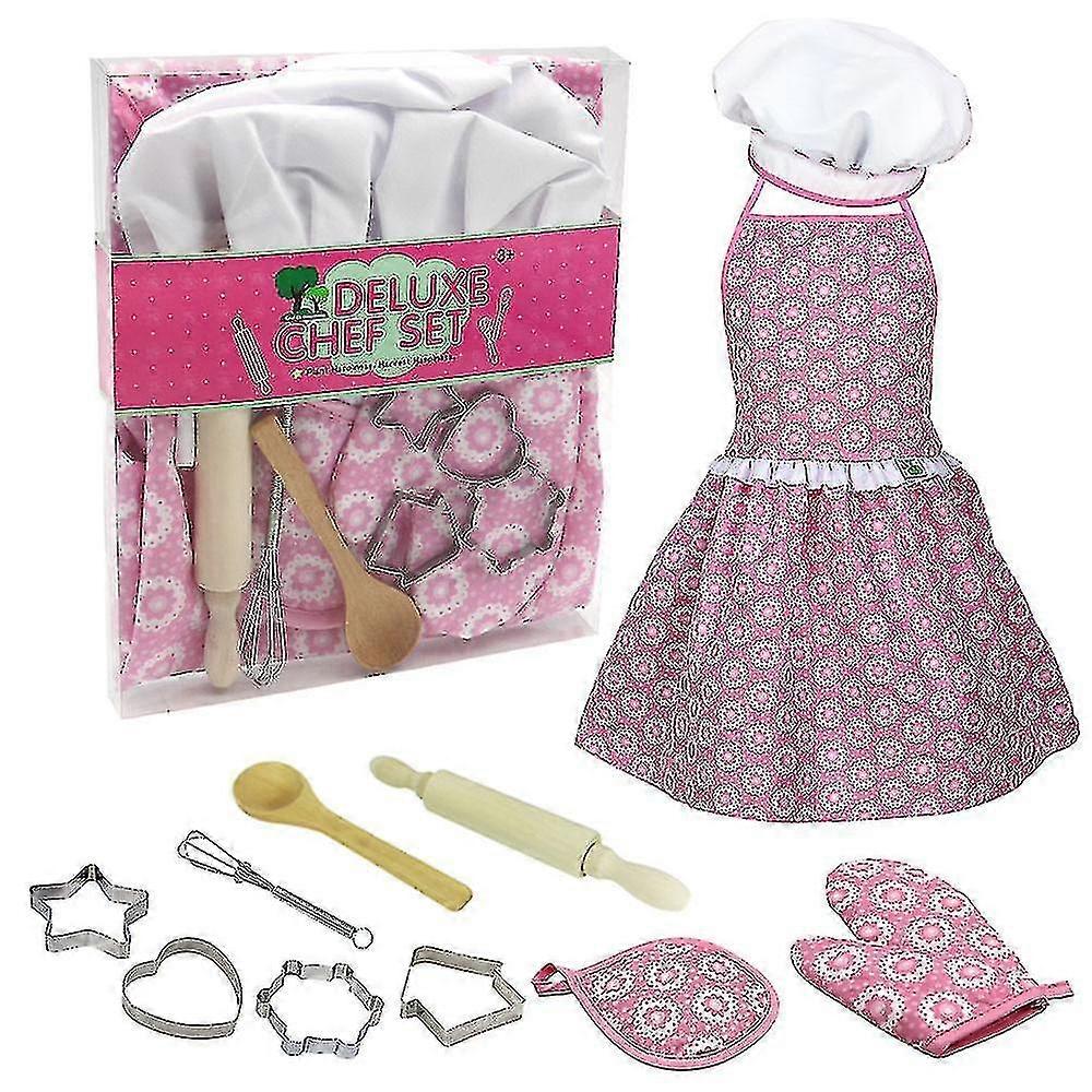 طبخ وخبز الأطفال 20 قطعة / مجموعة - يشمل لعب دور الشيف للأطفال ساحة للأولاد الصغار ، وقبعة الشيف ، والأواني ، وقاطع الكيك ، وقوالب كب كيك السيليكون