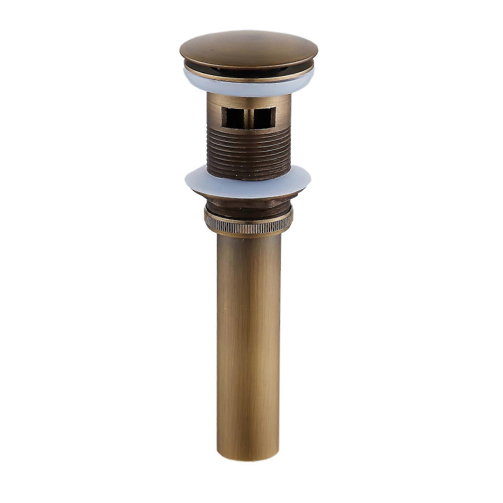 Antique Brass Pop up Drain for Basin Sink Tap Drain Stopper Without Overflow
