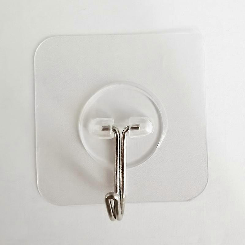Home Bathroom Decor Waterproof Transparent Hooks (White) 12pcs