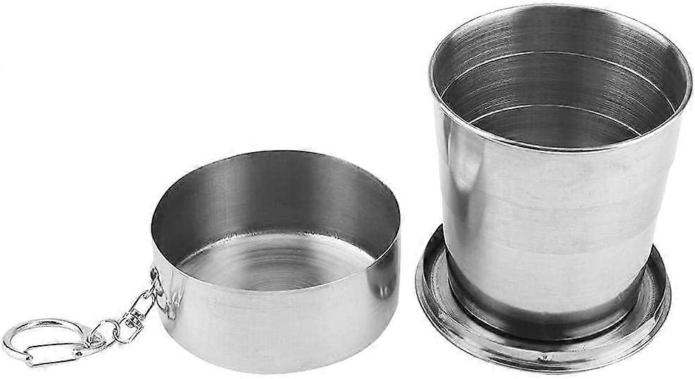 Stainless Steel Cup, Camp Keychain Design Retractable Telescopic Mug Metal Cup Stackable(M)