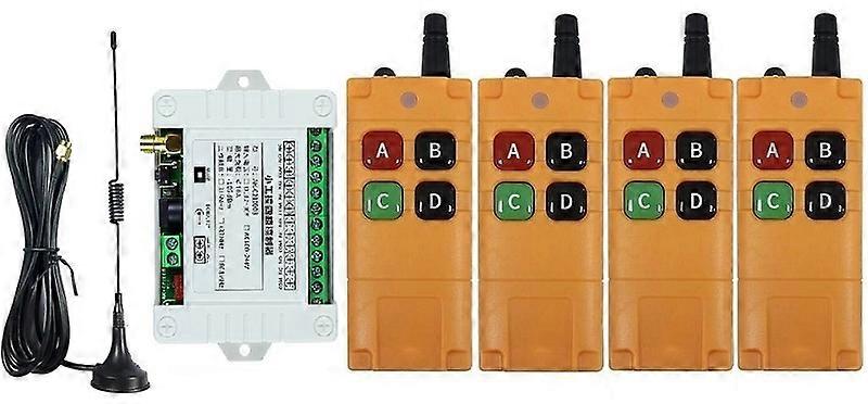DC 12V 24V 36V 4CH RF Wireless Remote Control Switch Radio Receiver With 2000M Long Distance Remote controller Suckers antenna