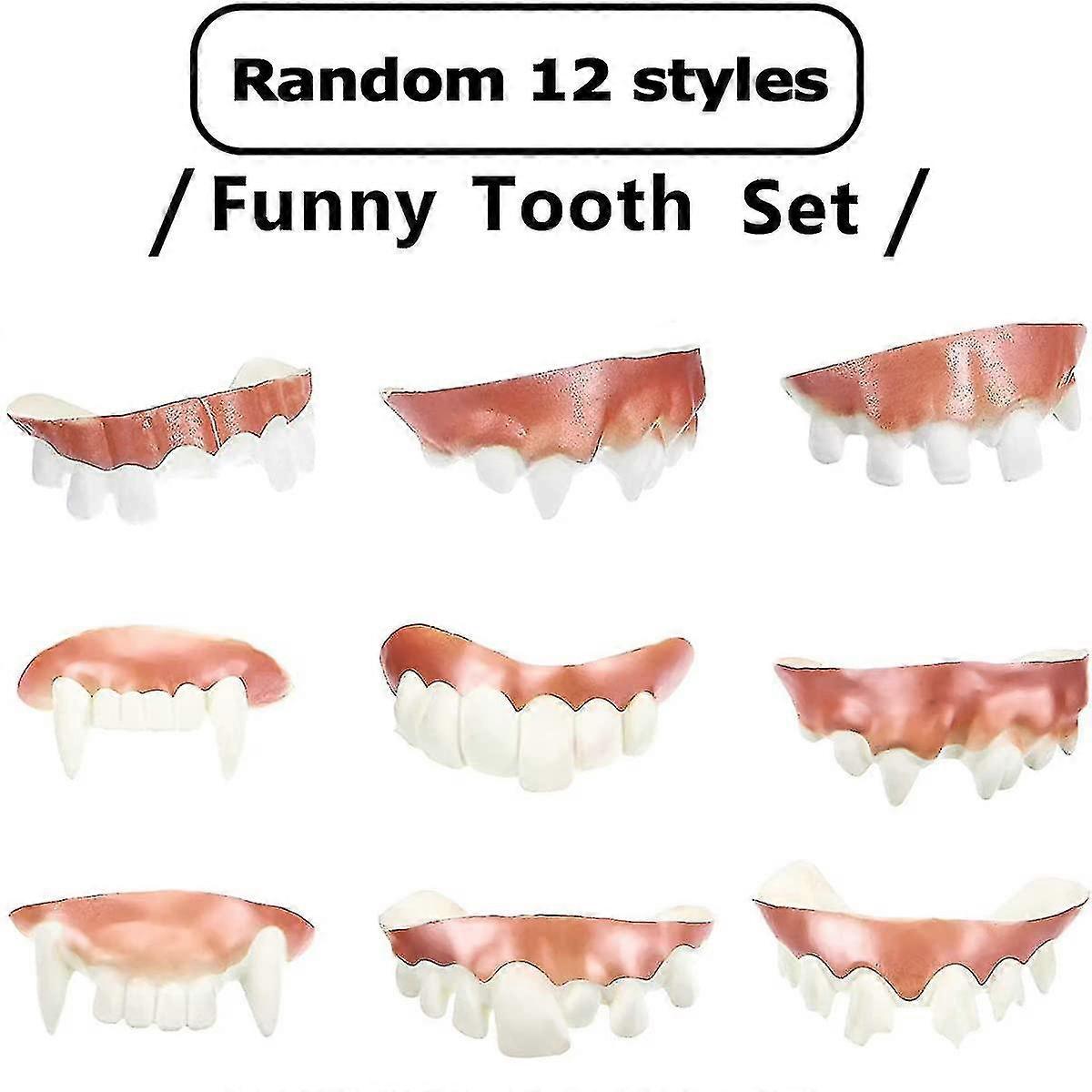12 κομμάτια Gag Teeth, Bob Teeth, Googly Teeth, Fake Teeth, Vampire Denture Teeth, Funny Crazy Artificial Teeth For Halloween