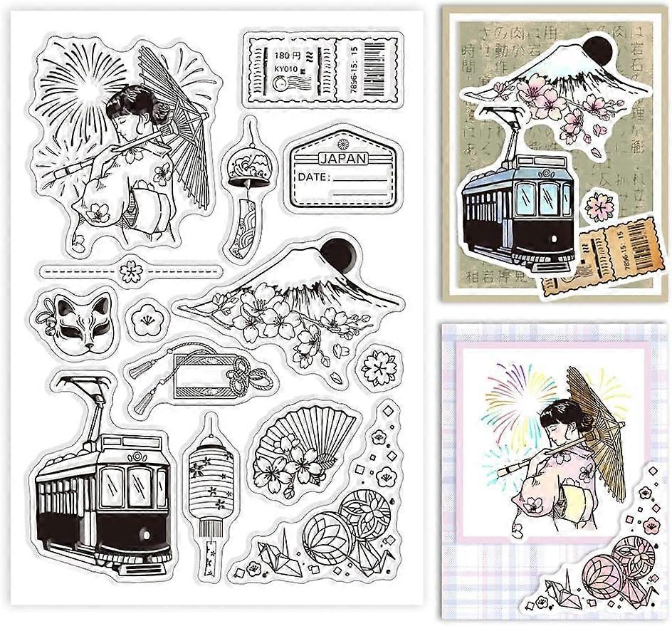 1Sheet Japan Travel Sightseeing Silicone Clear Stamp