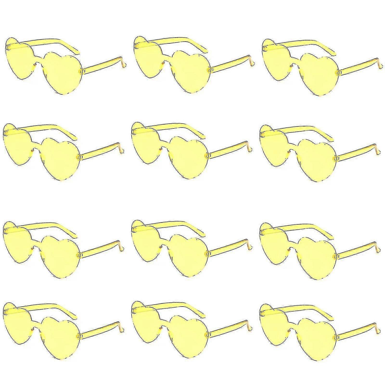 Brand New 12pcs Heart Shaped Frameless Glasses Trendy Transparent Candy Color Eyewear For Party Favor 2023 Hotsale!