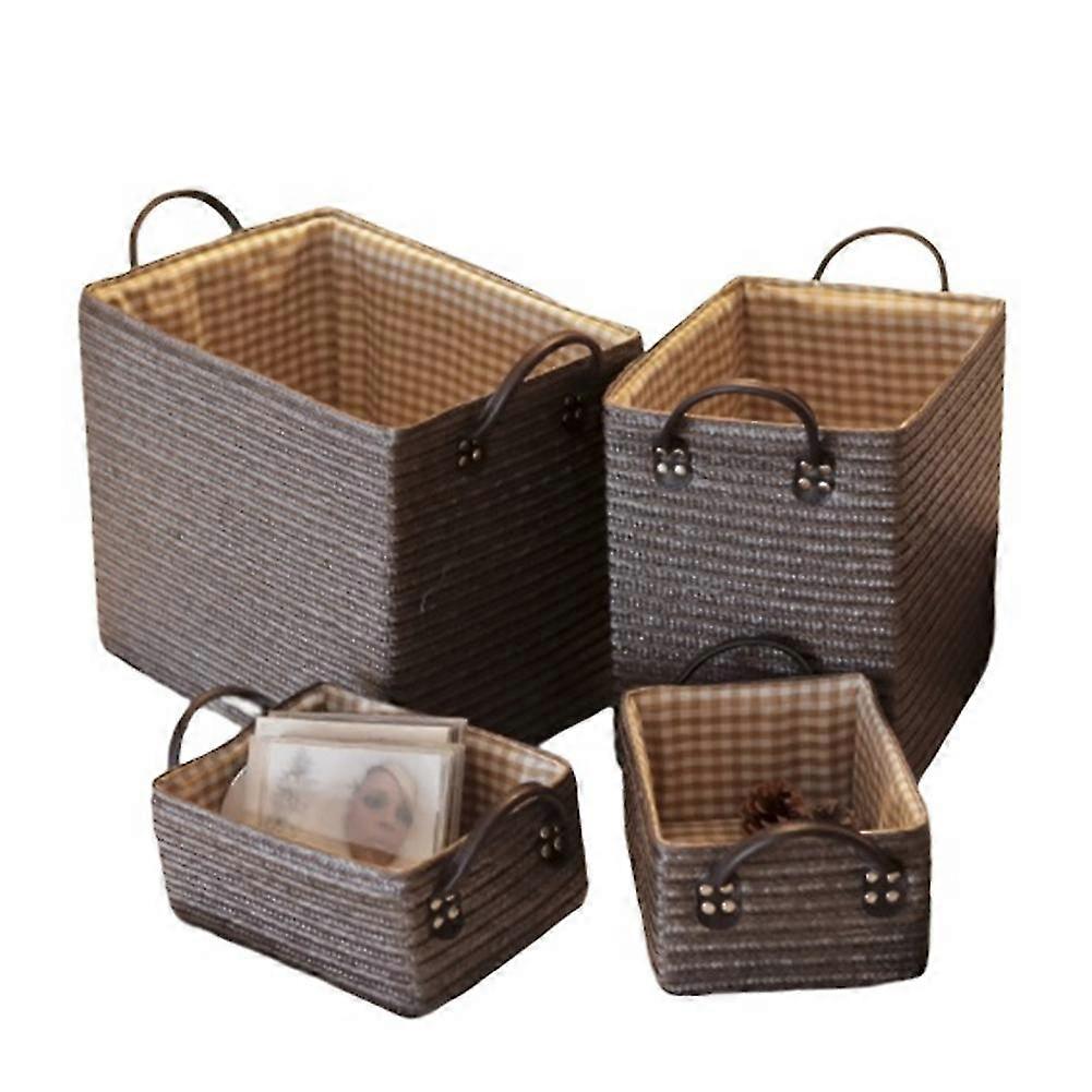 4pcs Japanese Clothes Storage Box Desktop Storage Box(coffee Color)