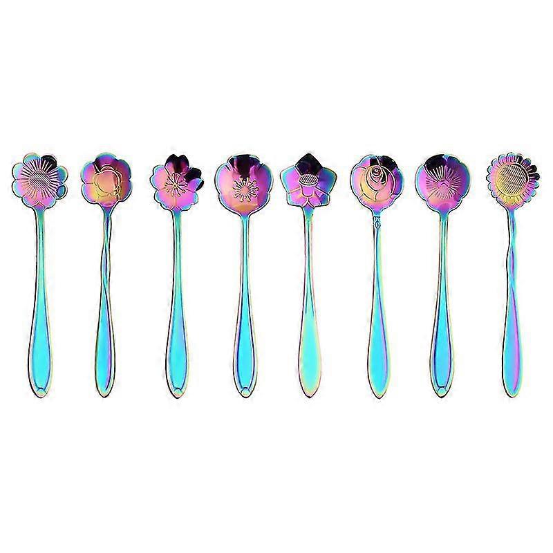 Flower Spoon Set - 8pcs Teaspoon Rainbow For Tea