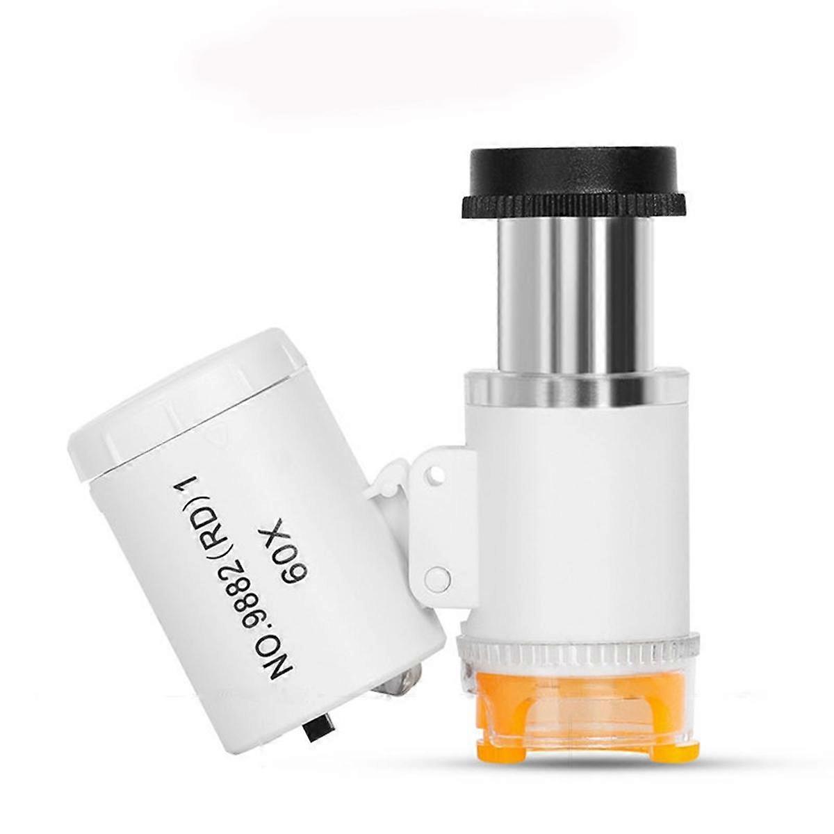 60X Mini Pocket Microscope Jewelers Eye Loupe with LED UV Light Portable Magnifying Glass for Jewel