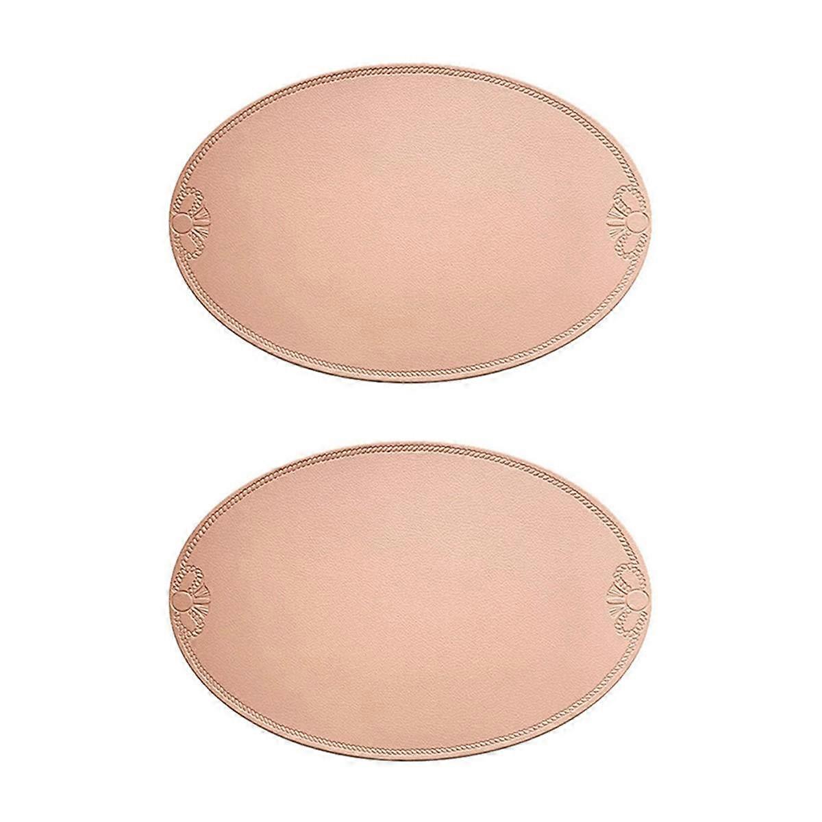 Retro Pu Placemat European French Style Oval Insulation Mat Ins Waterproof and Oil-Proof Western Di