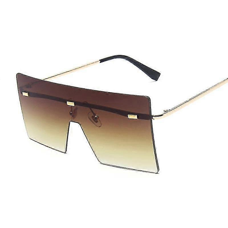 Fashion Oversized Rimless Sunglasses Women Luxury Brand Square Sun Glasses Vintage One-piece Big Frame Mirror Oculos De Sol